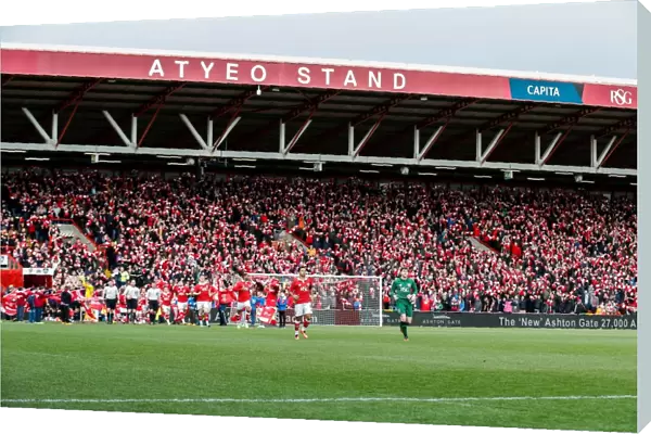 Bristol City FC: Frank Fielding Leads Team Out Against West Ham United at Ashton Gate Stadium, FA Cup Fourth Round (No Credits)