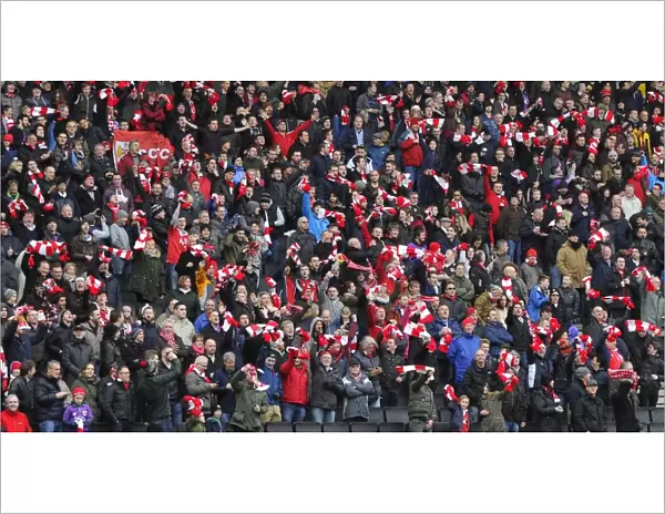 Bristol City Fans Unite: Waving Scarves at MK Dons Match, February 2015