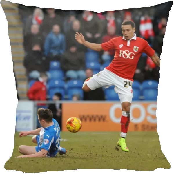 Bristol City's James Tavernier Tackled by Colchester United's Tom Lapslie during Colchester United vs. Bristol City, Sky Bet League One (February 21, 2015)