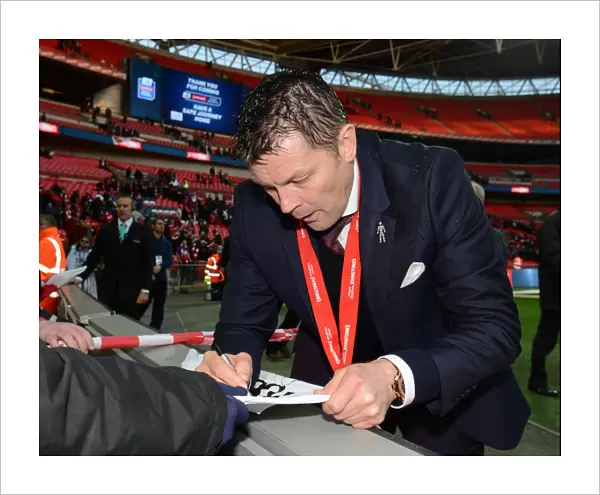Bristol City Manager Steve Cotterill Celebrates JPT Win with Fans at Wembley Stadium