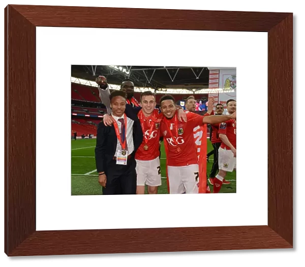 Bristol City Footballers Bobby Reid, Joe Bryan, and Korey Smith Celebrate Johnstone Paint Trophy Victory over Walsall at Wembley Stadium