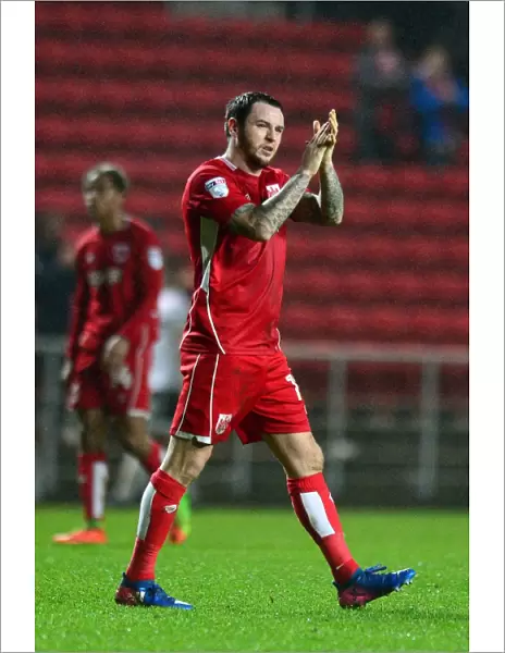 Bristol City's Lee Tomlin Applauding Fans in Euphoria after Win against Fulham, 2017