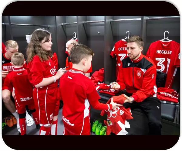 Bristol City Football Club: Mascots and Players Unite in the Dressing Room - Sky Bet EFL Championship Match