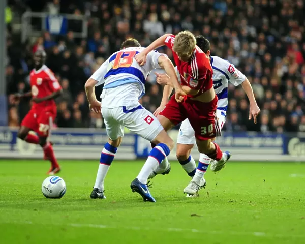 Jon Stead Fouled by Kaspars Gorkss: Championship Clash Between QPR and Bristol City (03 / 01 / 2011)