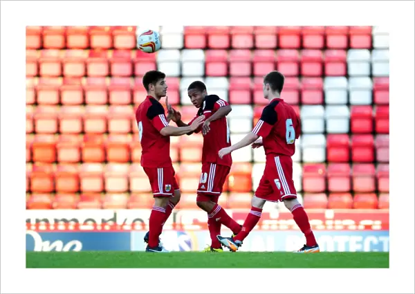 Bristol City U21s Celebrate Goal Against Colchester United: Bobby Reid and Joe Edwards