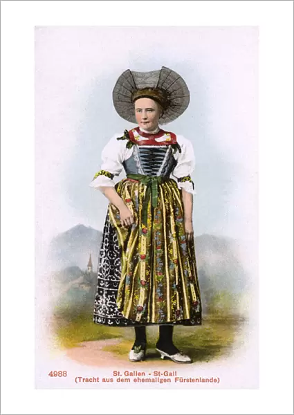 Traditional Swiss Costume - Woman from St Gallen