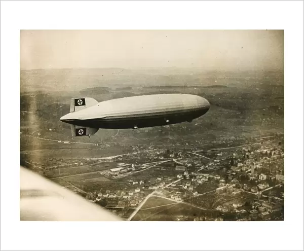 The LZ129 Hindenburg over Friedrichshafen during a test ?