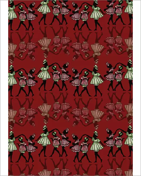Repeating Pattern - Dancing girls - silhouette - red