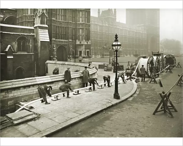 Cable laying, Houses of Parliament, London