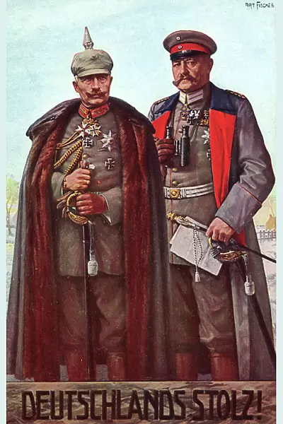 German postcard, Kaiser Wilhelm and Hindenburg, WW1