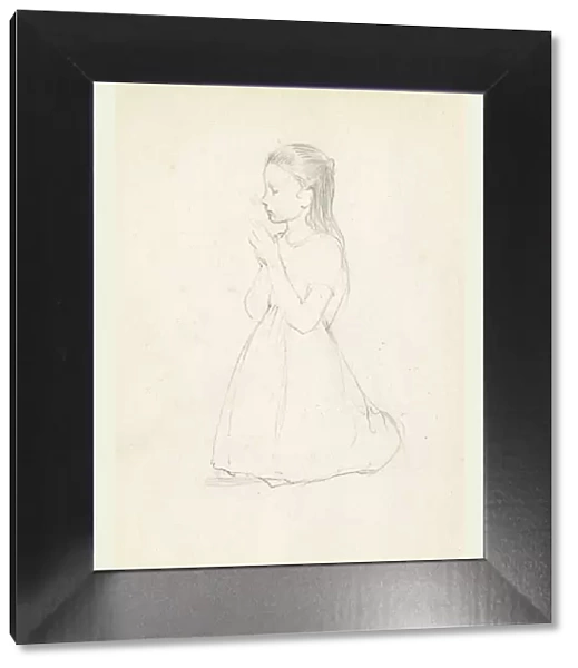 Pencil sketch of girl praying