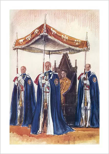 King George VI and his canopy bearers, coronation