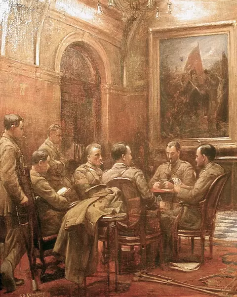 Officers playing cards at the Army & Navy Club, London