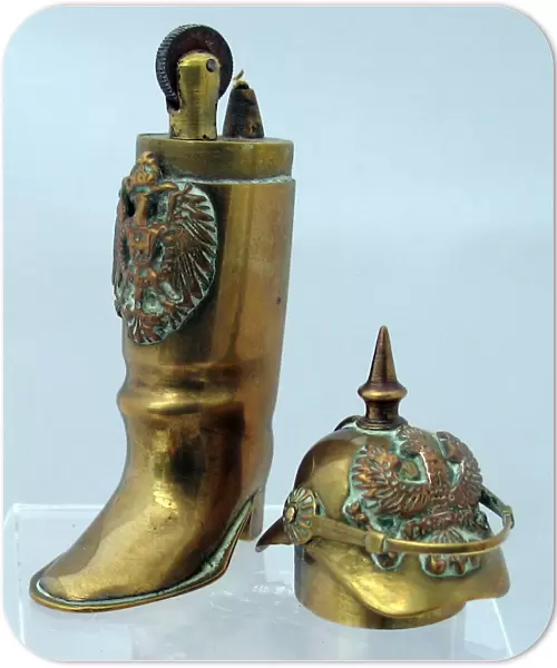Brass lighter in the form of a jackboot, WW1