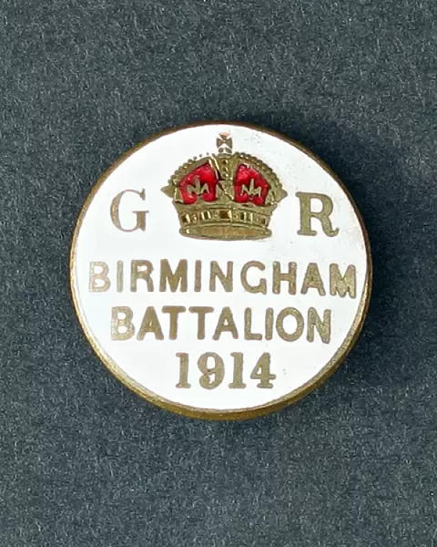 Badge with G R and Crown, Birmingham Battalion