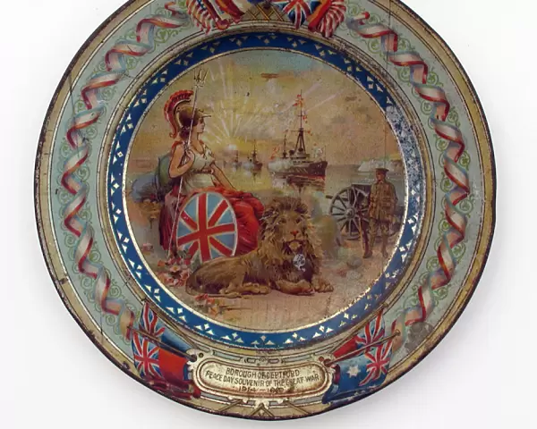Highly decorated unmarked plate - WWI patriotic themes