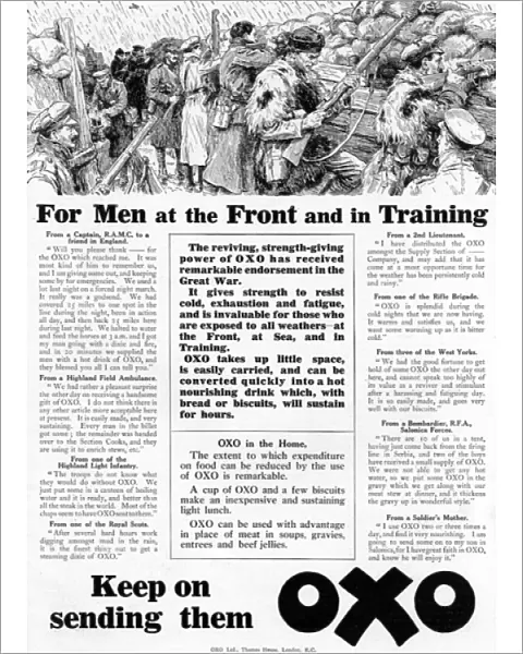 Oxo advertisement with trench scene, WW1