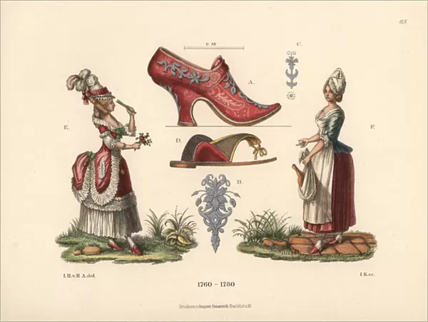 Women in the fashions of the mid-18th century