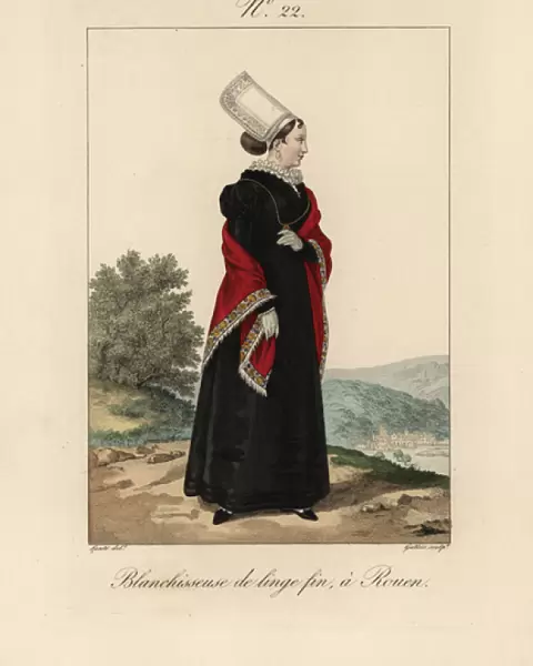 Laundry woman of fine linen at Rouen in a tall