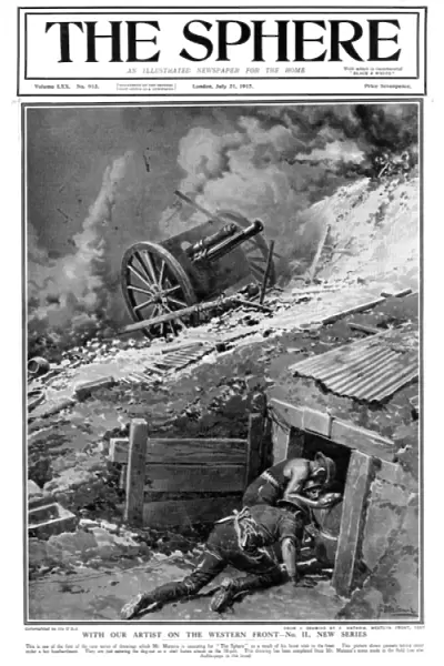 Gunners sheltering during a bombardment, 1917, Matania