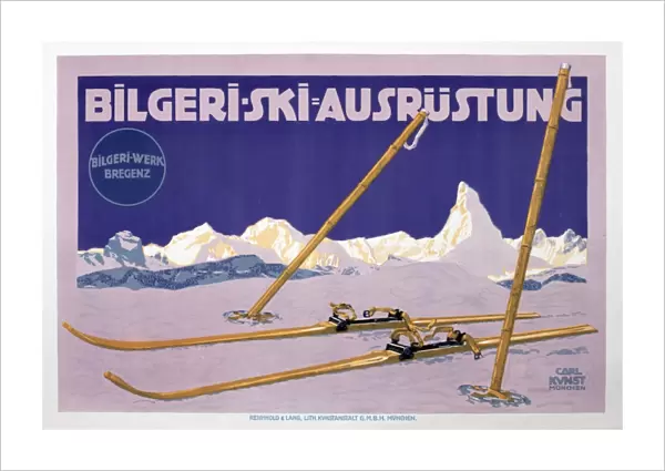Poster advertising Bilgeri ski equipment
