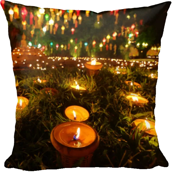 Candles and lanterns at Wat Phan Tao Temple, Chiang Mai