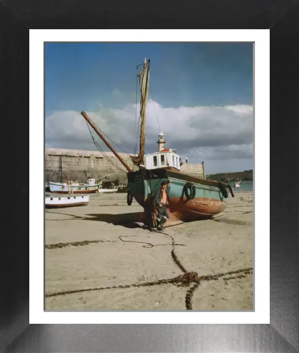 Framed Print : Fishing Boat Print, St Ives Beach, Cornwall circa 1970s