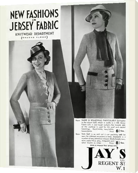 Advert for Jays smart knitwear for women 1937