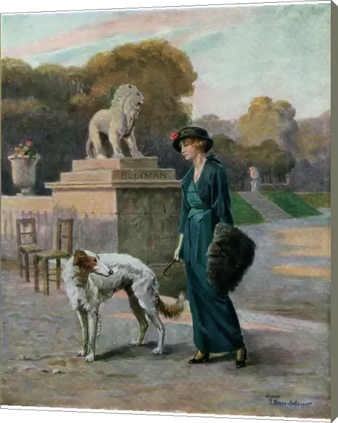 Lady with Borzoi in Park
