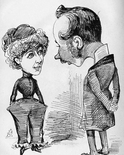 Caricature of Nellie Farren and Edward Ledger
