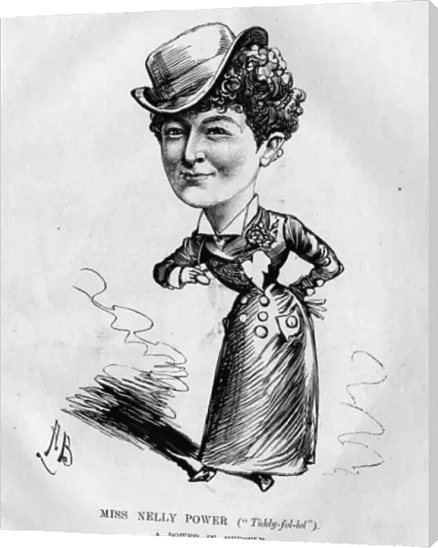 Caricature of Nelly Power, English singer and actress