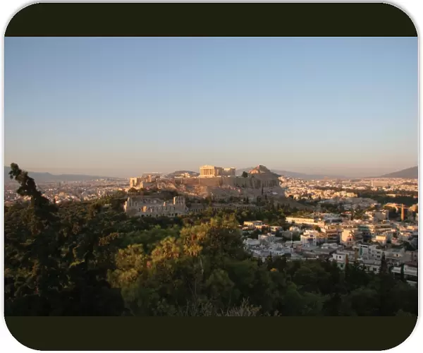 Athens. Panoramic view of the Acropolis. Sunset