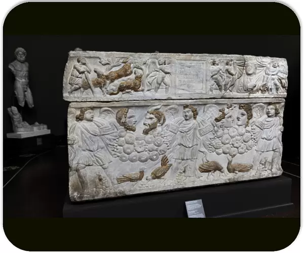 Roman Art. Sarcophagus of Aurelia Kyrilla. Marble. Carlsb