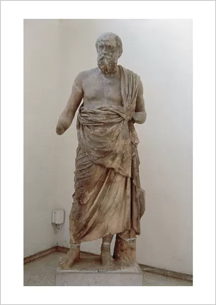 Marble statue of a greek philosopher. Probably Socrates