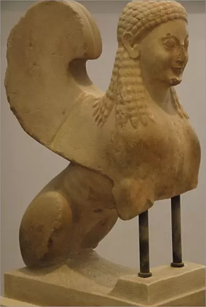6th century BCE. Votive statue of a sphinx. BC 560-550. Acro