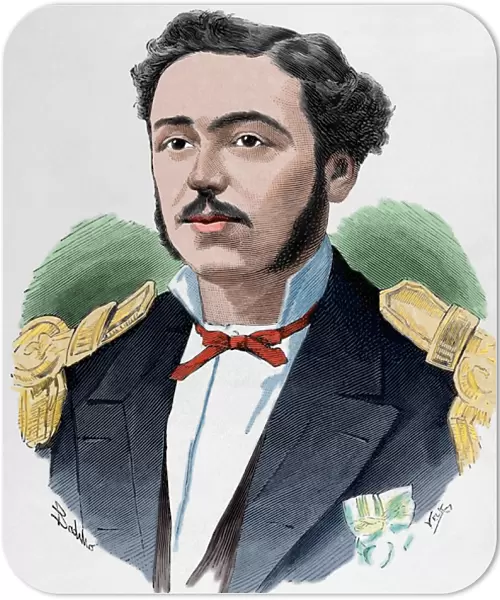 Carlos Condell (1843-1887). Engraving. Colored