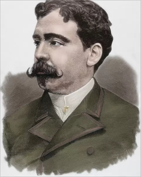 Enrique Kubly Arteaga (1855-1904). Engraving. Colored