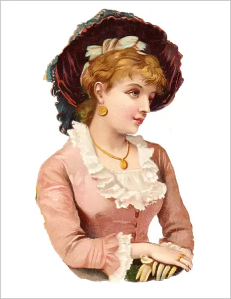 Elegant woman in pink on a scrap
