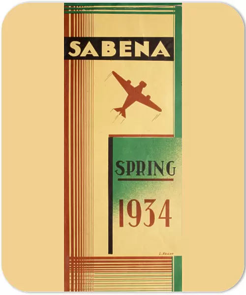 Cover design, Sabena timetable, Spring 1934