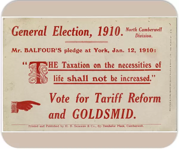 General Election Promo postcard for Sydney Hoffnung Goldsmid