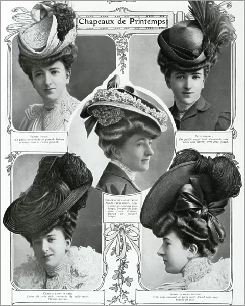 French woman wearing cartwheel hats for Spring 1906