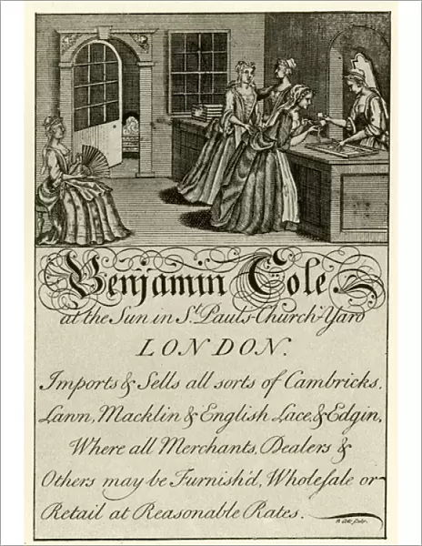 London Trade Card - Benjamin Cole, textiles