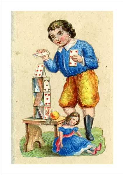 Scrap - boy building house of cards