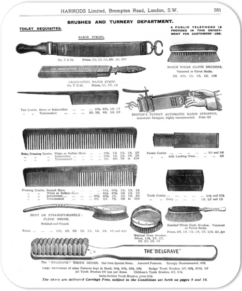 Page from catalogue of toilet requisites