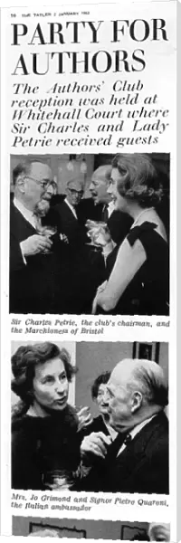 Authors Club reception at Whitehall Court, 1962