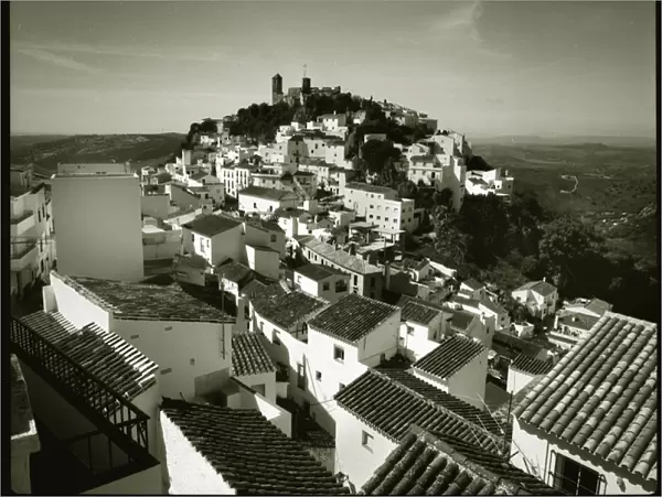 View of village roof tops Casaris, Spain