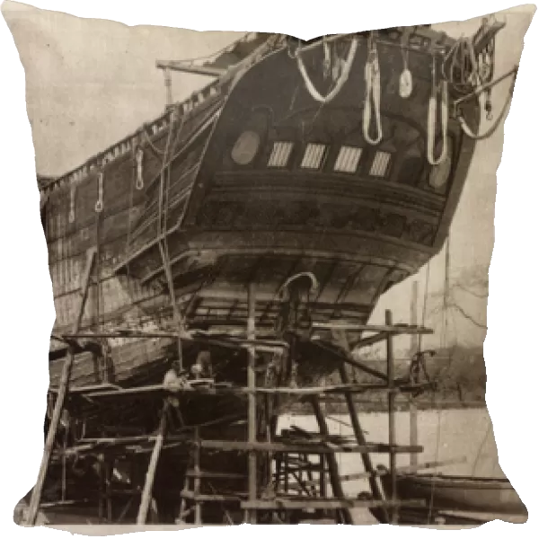Arab dhow under construction, Bombay Harbour, India