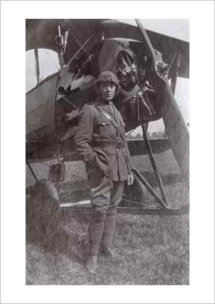 RFC pilot with plane, London Colney, Hertfordshire, WW1