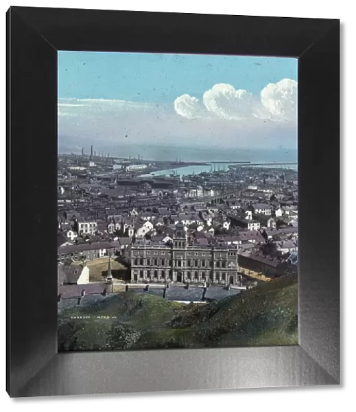 Swansea. Colour lantern slide depicting Swansea in Wales. Date: circa 1890s