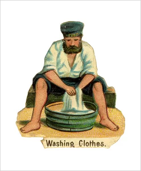 Victorian Scrap - Washing Clothes in the Navy